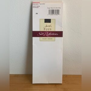 Hanes Plus Silk Refections Silky Sheer Kneehighs in Jet Black 2-Pair NEW